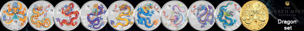 0.5oz silver dragon 10 coins set