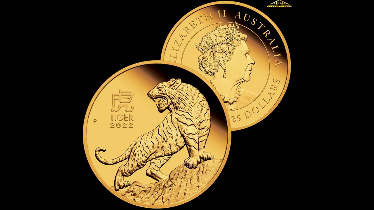 Bullion List Gold Perth Mint 1/4 oz Perth Mint Gold Tiger Proof Coin 2022