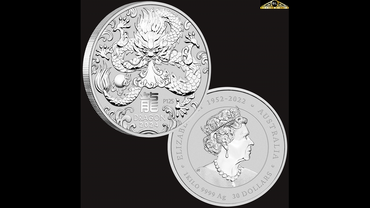 Bullion List - Silver - 1kg Perth Mint Silver Dragon coin 2024