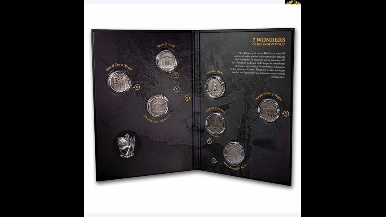 Bullion List - Silver - More Silver Bullion - 7 x 1oz 7 Wonders Silver  Antique Coin Set