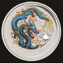 1oz Silver Lunar Dragon (Dark Blue) 2012 Coin PreO