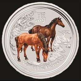 1oz PM Silver Lunar Horse Colored Coin 2014 