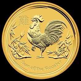 1/10 oz Gold Lunar Rooster 2017