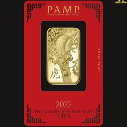 1oz PAMP Lunar Tiger Minted Bar Gold 2022