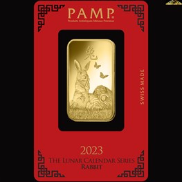 1oz PAMP Gold Lunar Rabbit Minted Bar 2023
