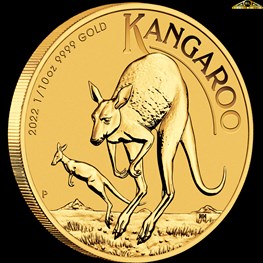 1/10oz Perth Mint Gold Kangaroo Coin 2022
