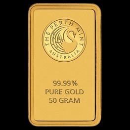 50g Perth Mint Gold Bar (Certicard) OLD Green