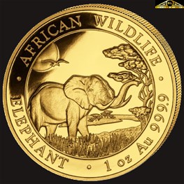 1oz Bavarian Mint Gold Somalia Elephant 2019 stock
