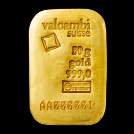 50g Valcambi Cast Gold Bar