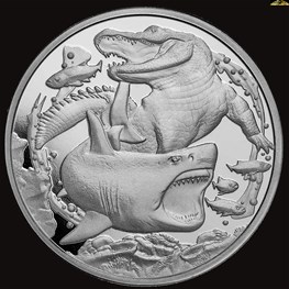 1oz Niue Silver Apex Predators Shark vs Crocodile