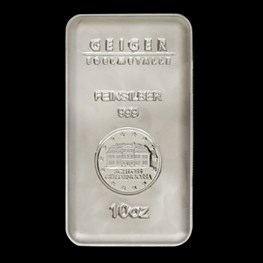 10oz Geiger Security Line Silver Bar "Minted"