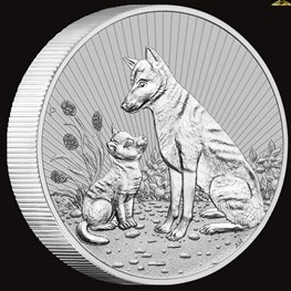 2oz Silver Mother & Baby Dingo Piedfort Coin 2022