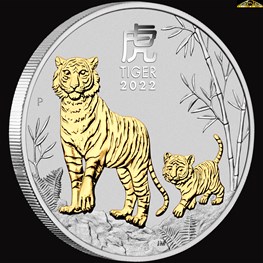 1oz Perth Mint Silver Gilded Tiger With Cert