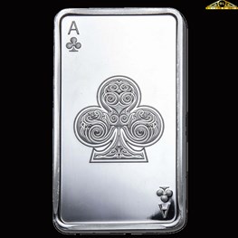10oz Silver bar Ace of Clubs