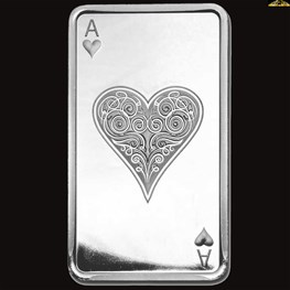 10oz Silver Bar - Ace of Hearts