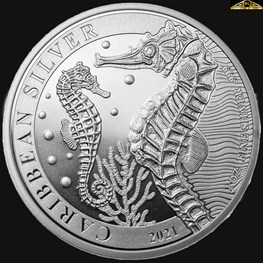 1oz Barbados Silver Caribbean Seahorse 2021 