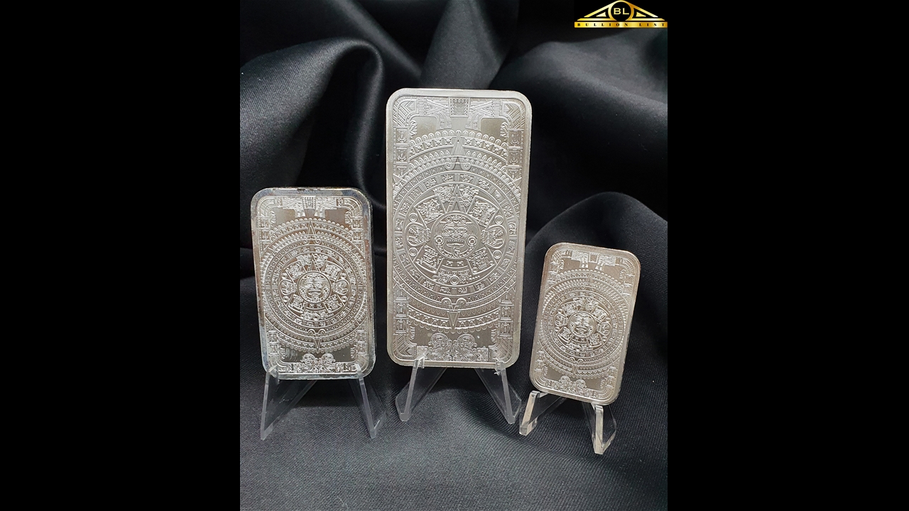 Bullion List Silver Aztec Calendar Bar Set 1oz 5oz 10oz